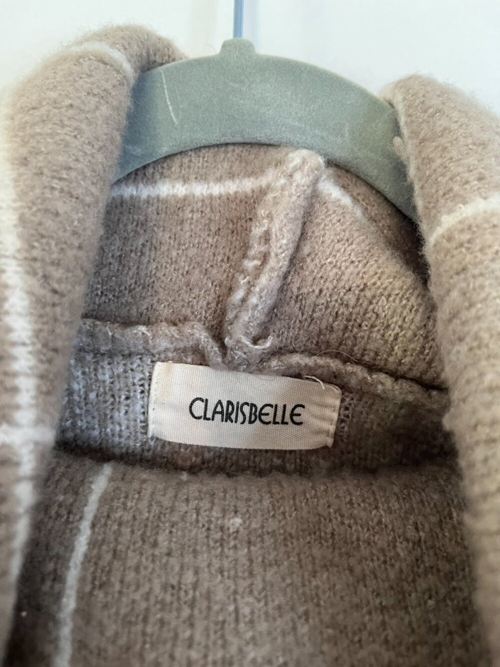 Clarisbelle Tan White Plaid Cowlneck Sweater - Picture 4 of 5